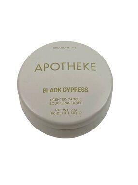 Apotheke Mini Tin Candle Black Cypress Scent 2oz White 15 Hour Burn Time